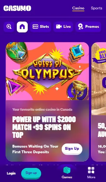 Casumo Casino Homepage