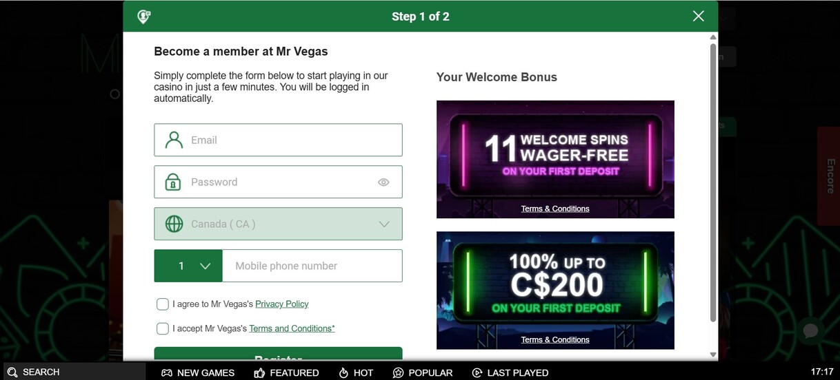 Mr Vegas Register Casino Ontario