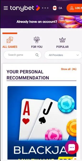 Tonybet login