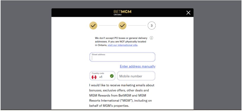 BetMGM Registration Step3