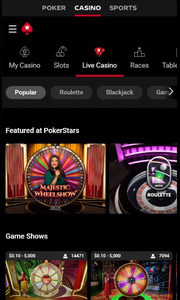 Live Casino Pokerstars Canada