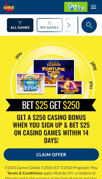 OLG Casino Canada Homepage